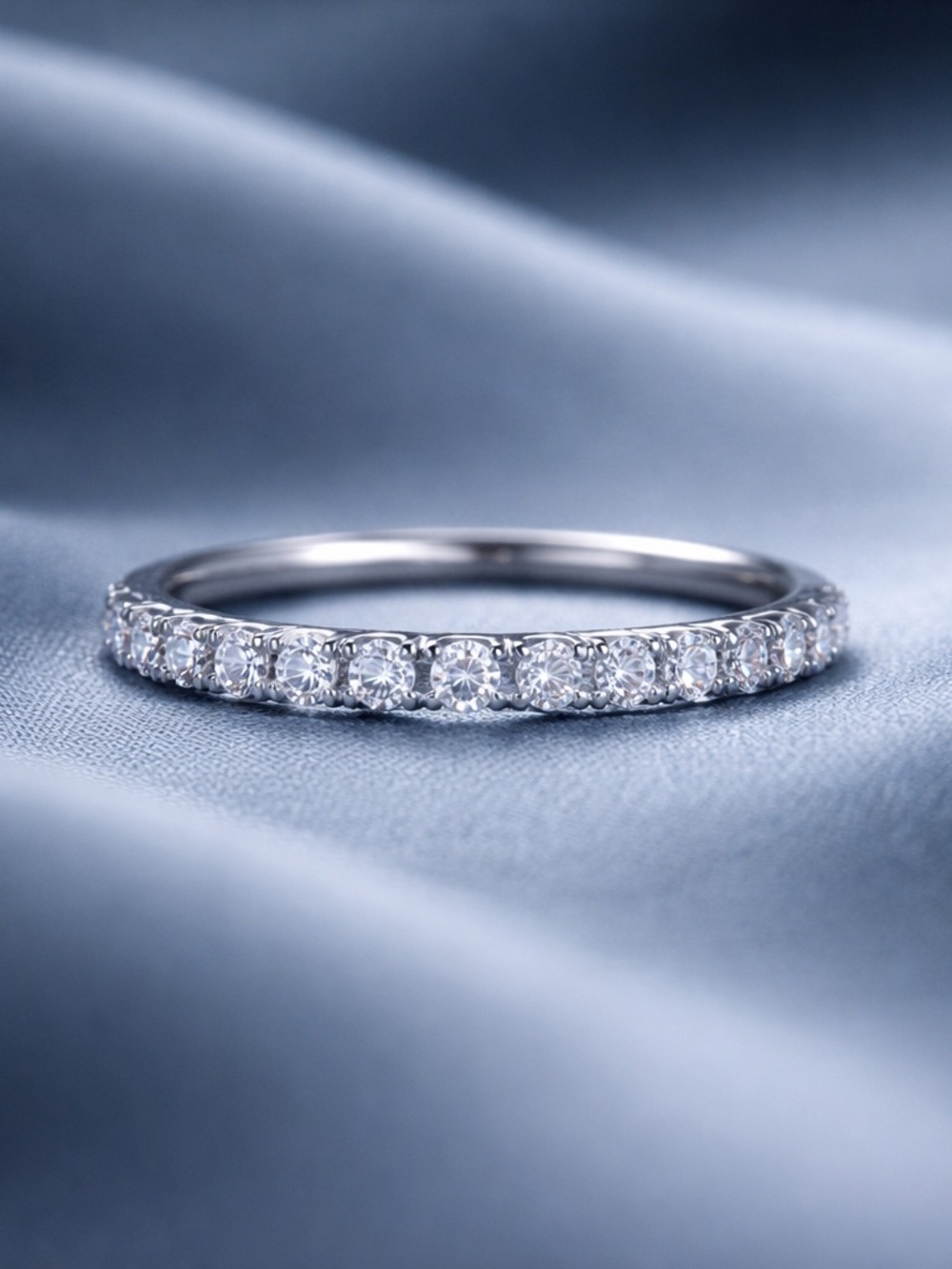 Classic Silver Diamond Eternity Band - White/Silver